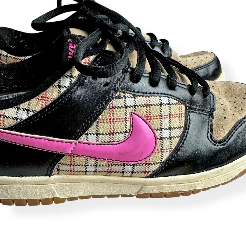 Nike Dunk Low Girls‎ Shoes Plaid Size 5 Hemp/Pinkfire Ii-Sail-Light Brown 2008 - Picture 8 of 13